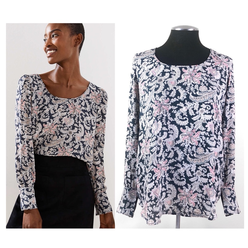 LOFT - Floral Paisley Scoop Neck Blouse